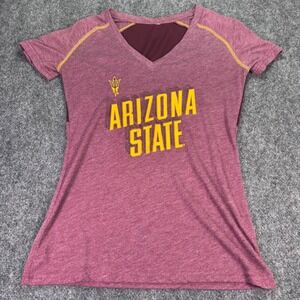 Arizona State Sun Devils T-Shirt Women S Maroon V-Neck Mesh Back NCAA Fan Gear